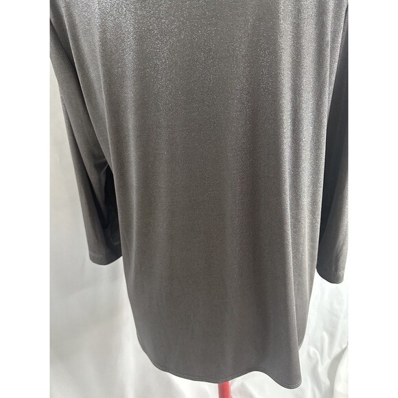 Chico’s Travelers Grey Gray Metallic Shimmer Cardigan Cover Up Size 3 Large GUC - Picture 8 of 11